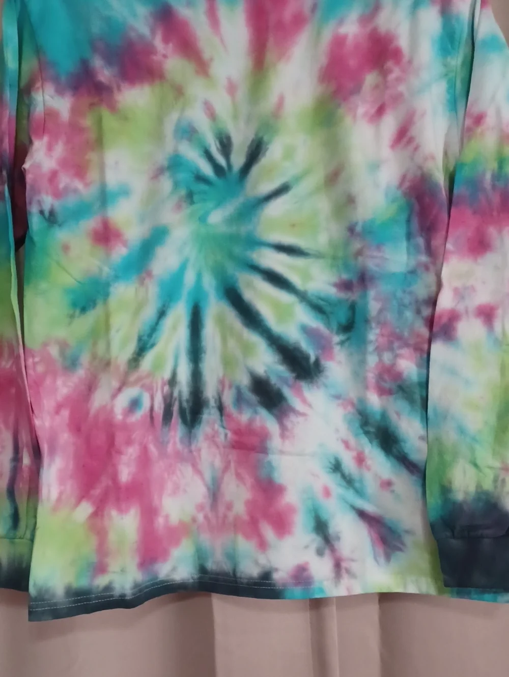 Handmade Custom Long Sleeve Spiral Tie Dye Crewneck Top Youth XL/Unisex Adult XS